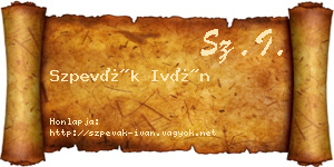 Szpevák Iván névjegykártya